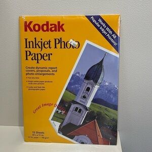 Kodak Inkjet Photo Paper Vintage‎ 8.5x11 15 sheets 117 lb paper SEALED